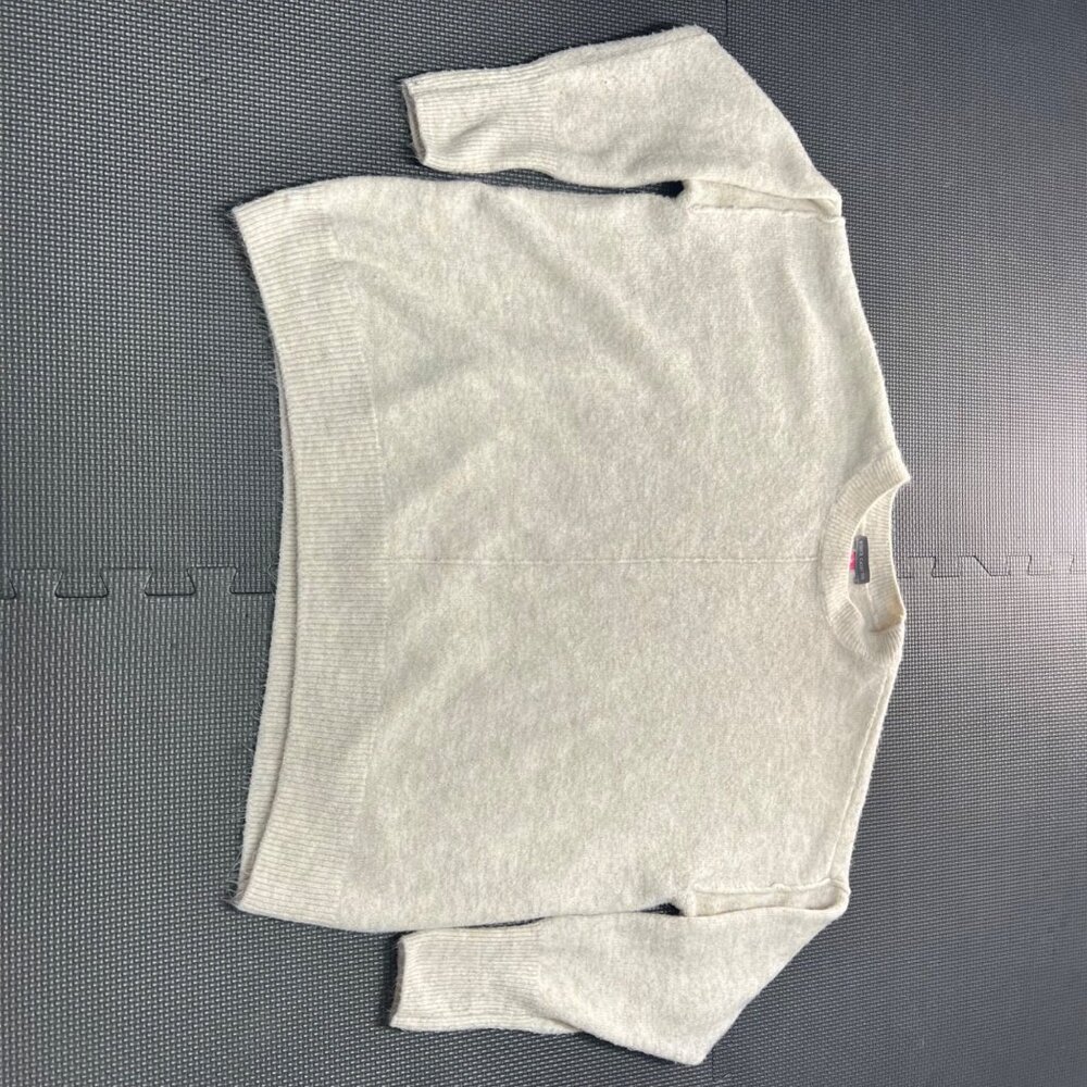 Vince Camuto Womens Medium Beige Pullover Sweater With Ribbed Details